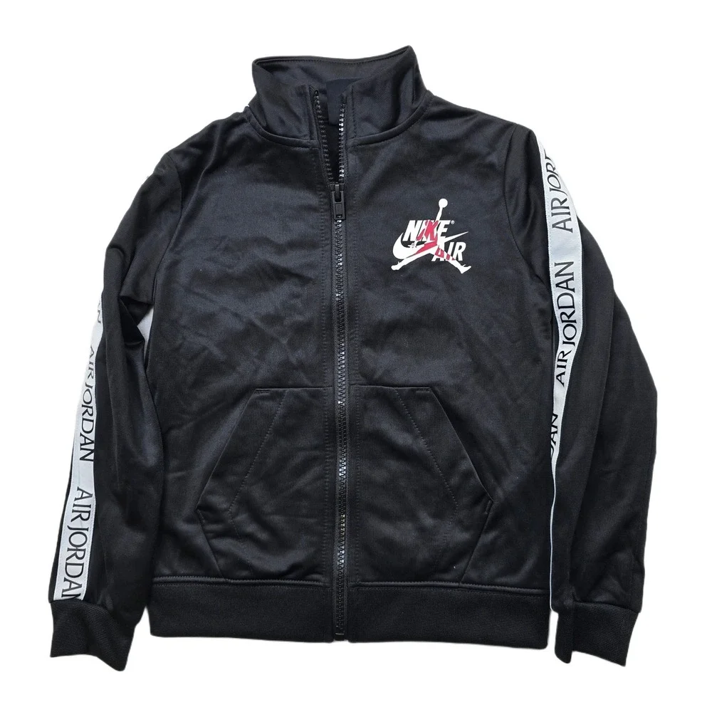Nike Jordan Track Jacket Kids Size 4T Black Red White‎ Logo Zip Up